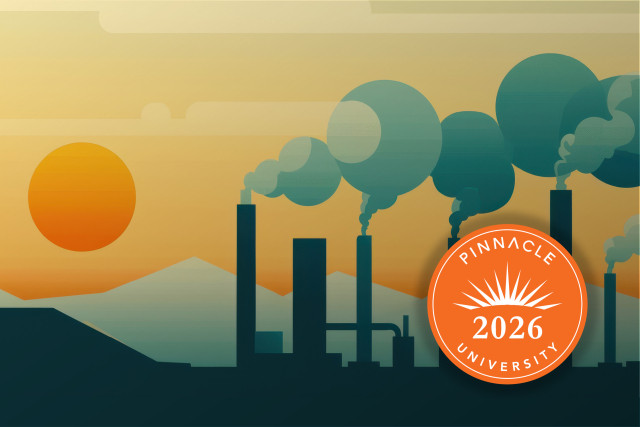 Smoke stacks with sunset